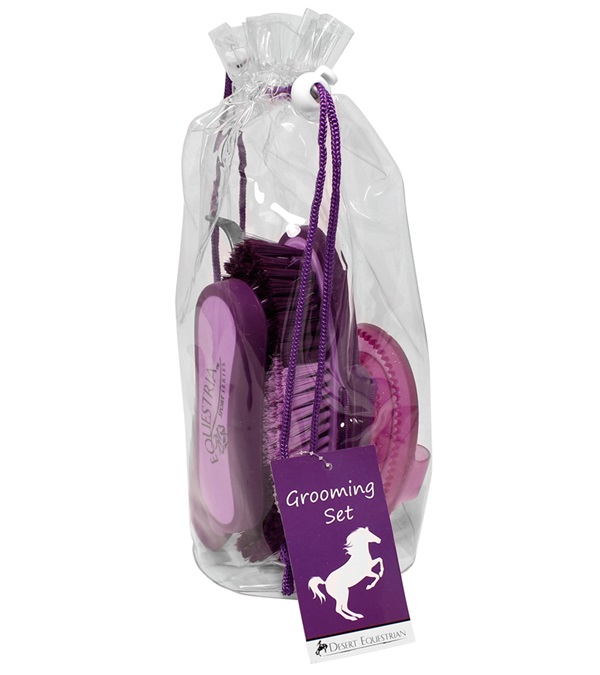 Picture of Desert Equestrian 22426 4 Piece Equestria Sport Duffel Bag Grooming Set - Purple