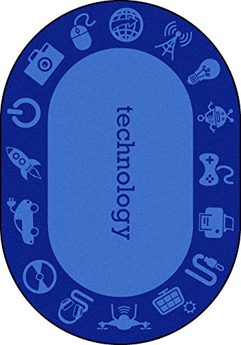1912CC-02 5 ft. 4 in. x 7 ft. 8 in. Steam Classroom Kid Essentials Oval Rug  Technology