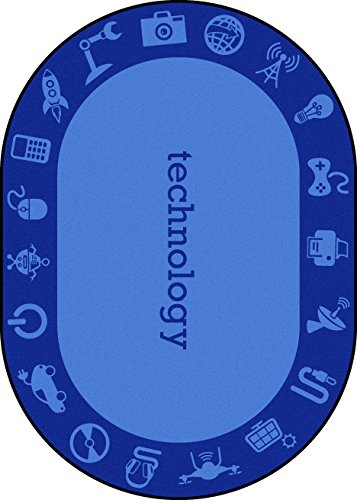 7 ft. 8 in. x 10 ft. 9 in. Steam Classroom Kid Essentials Oval Rug Technology