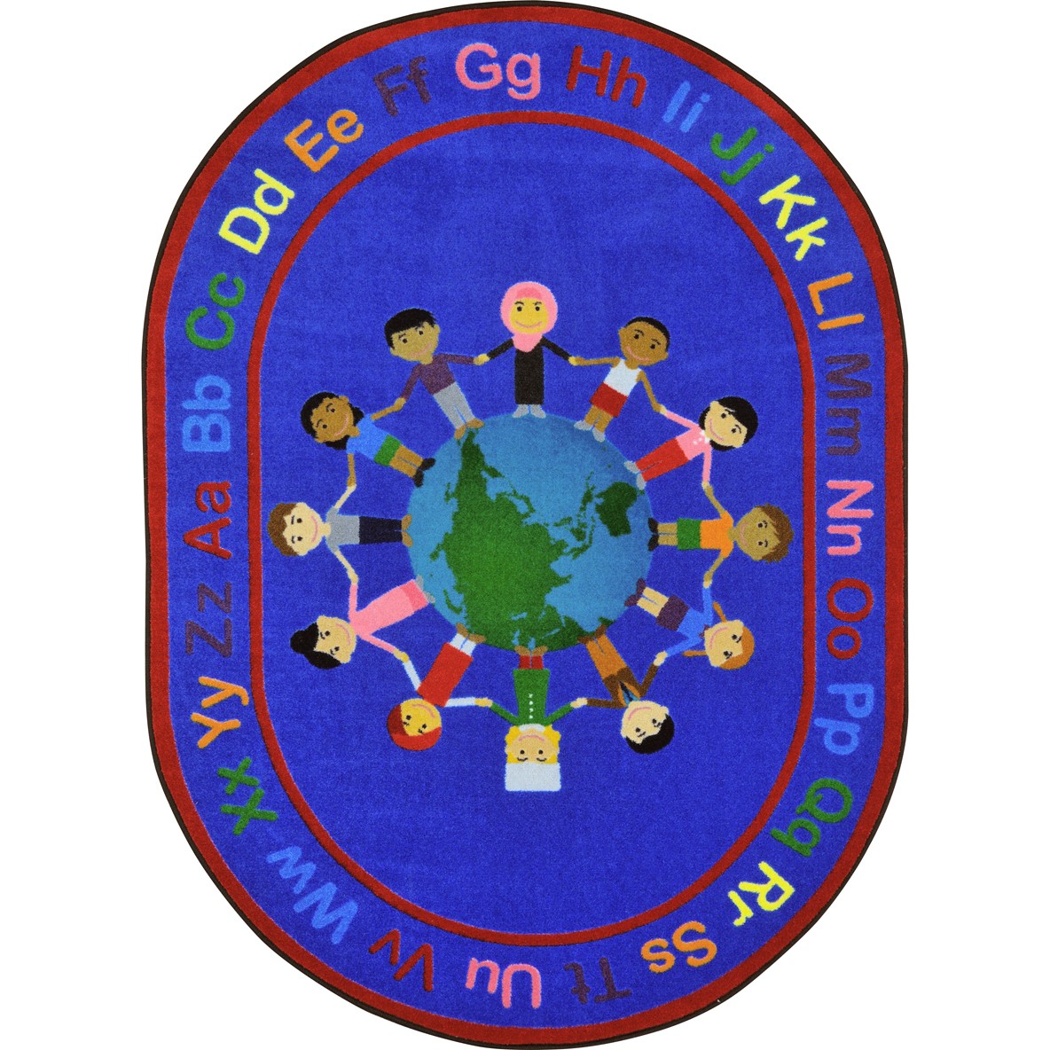 1928CC 5 ft. 4 in. x 7 ft. 8 in. A World of Friends Classroom Kid Essentials Oval Rug  Multicolor