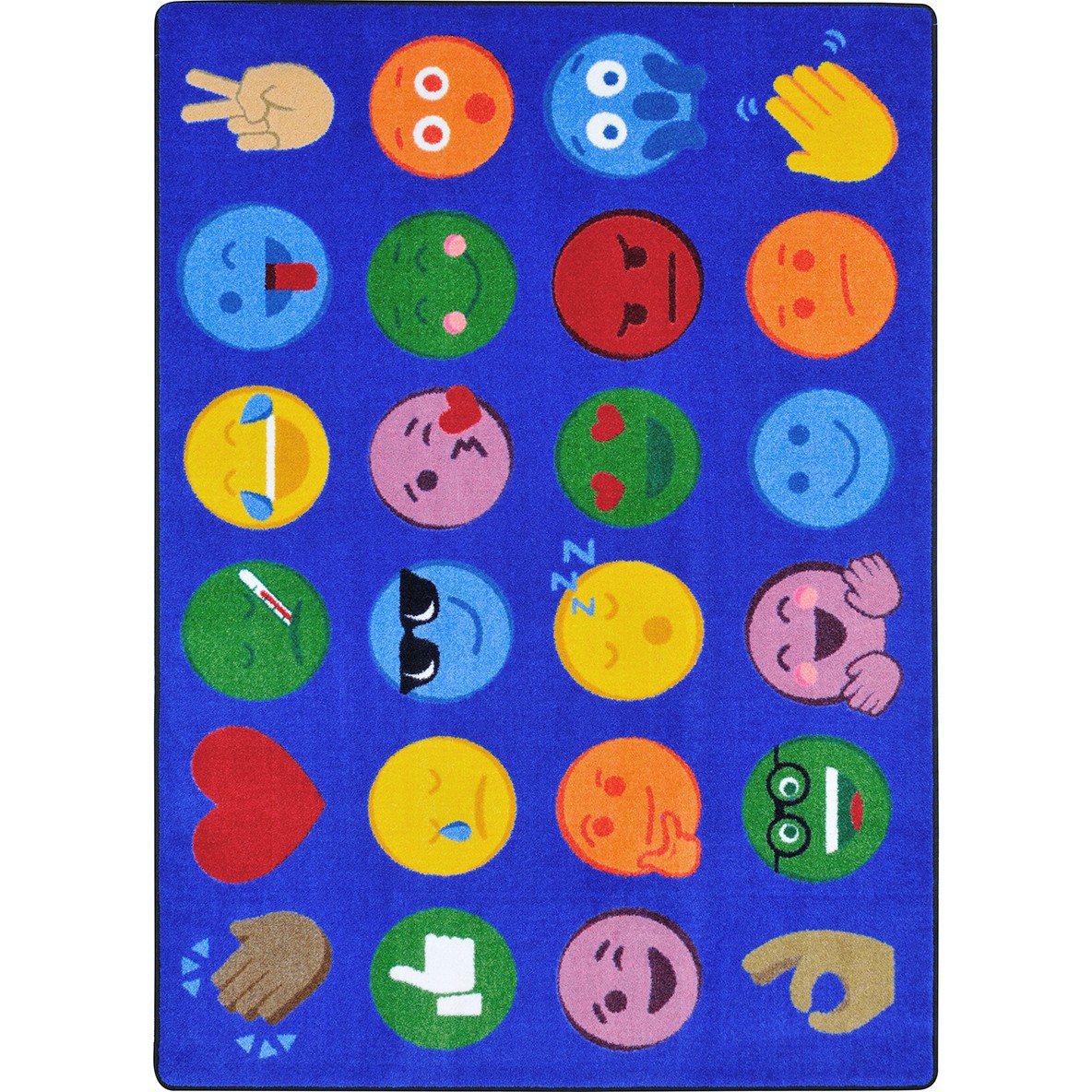 7 ft. 8 in. x 10 ft. 9 in. Emoji Expressions Kid Essentials Rectangle Rug  Multicolor