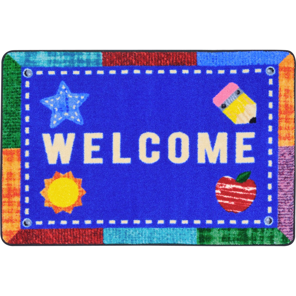 1938A 2 ft. 8 in. x 3 ft. 10 in. Alphabet Upcycle Kid Essentials Rectangle Rug  Multicolor