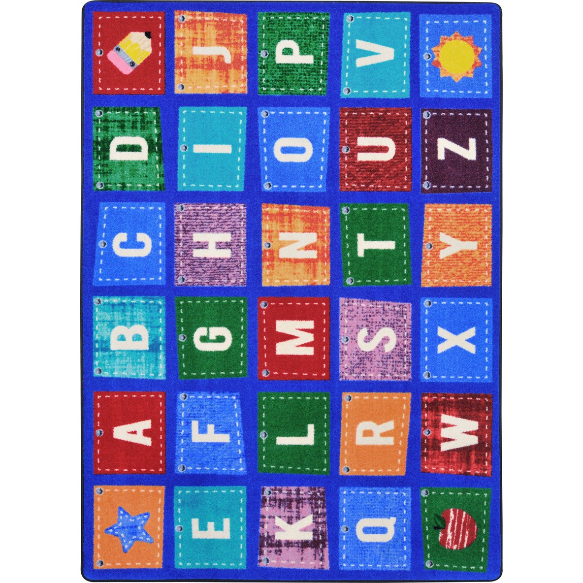 1938D 7 ft. 8 in. x 10 ft. 9 in. Alphabet Upcycle Kid Essentials Rectangle Rug  Multicolor