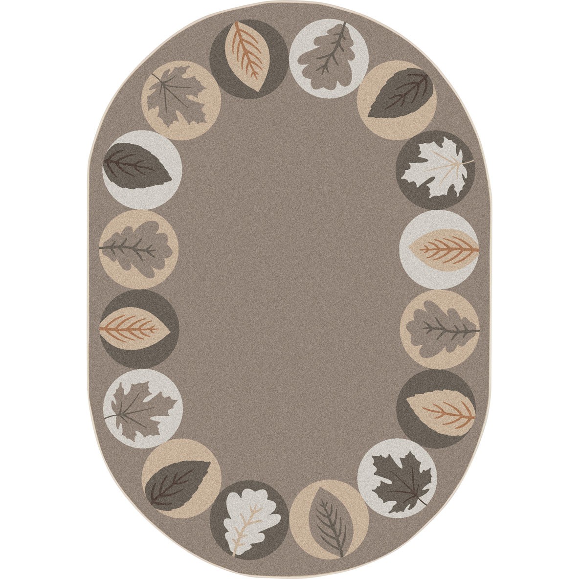 Lively Leaves Rug in Neutral - Oval  5.4 in. x 7.8 in.