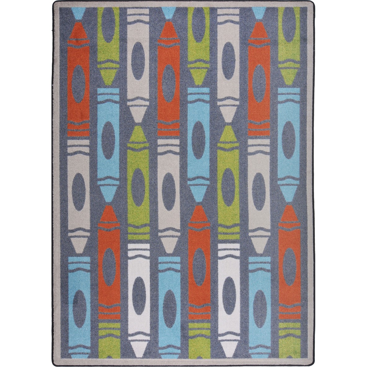 3 ft. 10 in. x 5 ft. 4 in. Playful Pattern-Childrens Rectangle Jumbo Crayons Kids Rug  Chalkdust