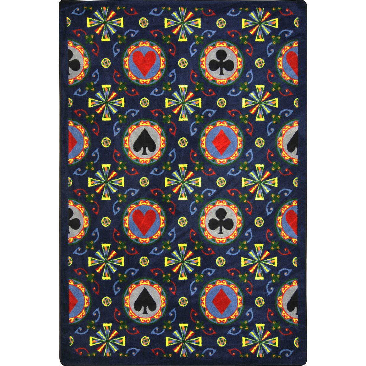 Games People Play - Gaming & Sports Rectangle Stacked Deck Area Rug - Navy - 5 ft. 4 in. x 7 ft. 8 in.