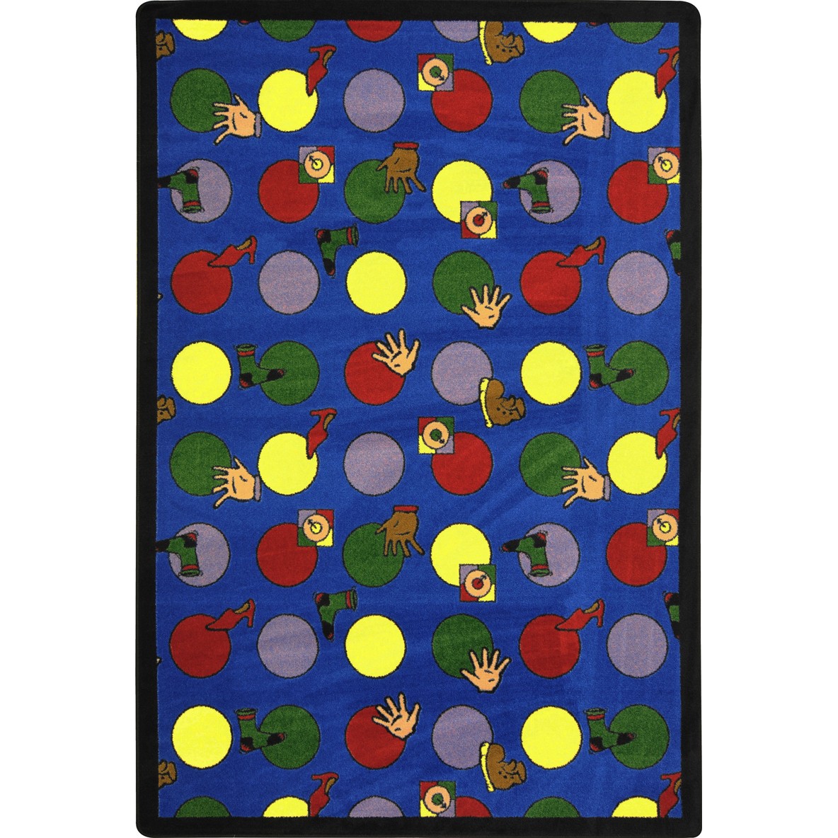 3 ft. 10 in. x 5 ft. 4 in. Playful Pattern-Childrens Rectangle Hokey Pokey Kids Rug  Multicolor