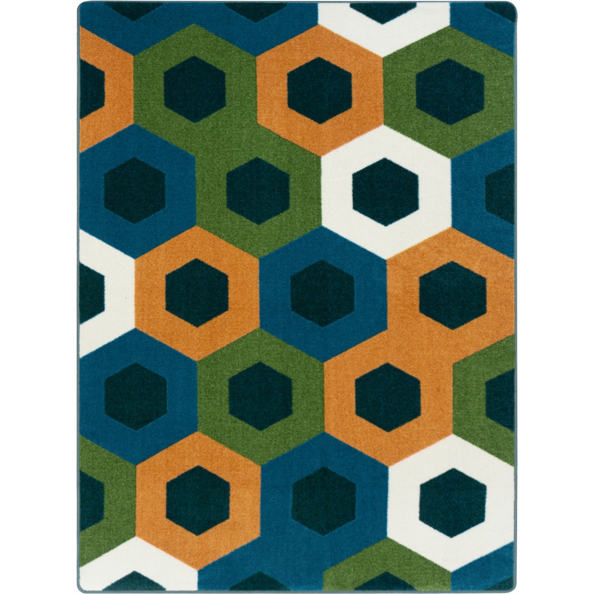 2069C-01 5 ft. 4 in. x 7 ft. 8 in. Hexed Children Area Rug  Citrus