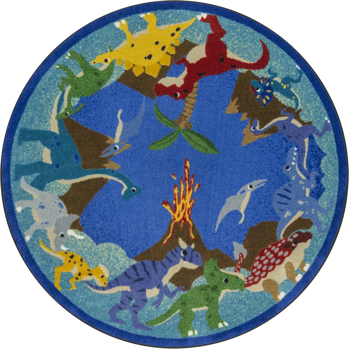 7 ft. 7 in. Dino Parade Children Round Rug  Multi Color