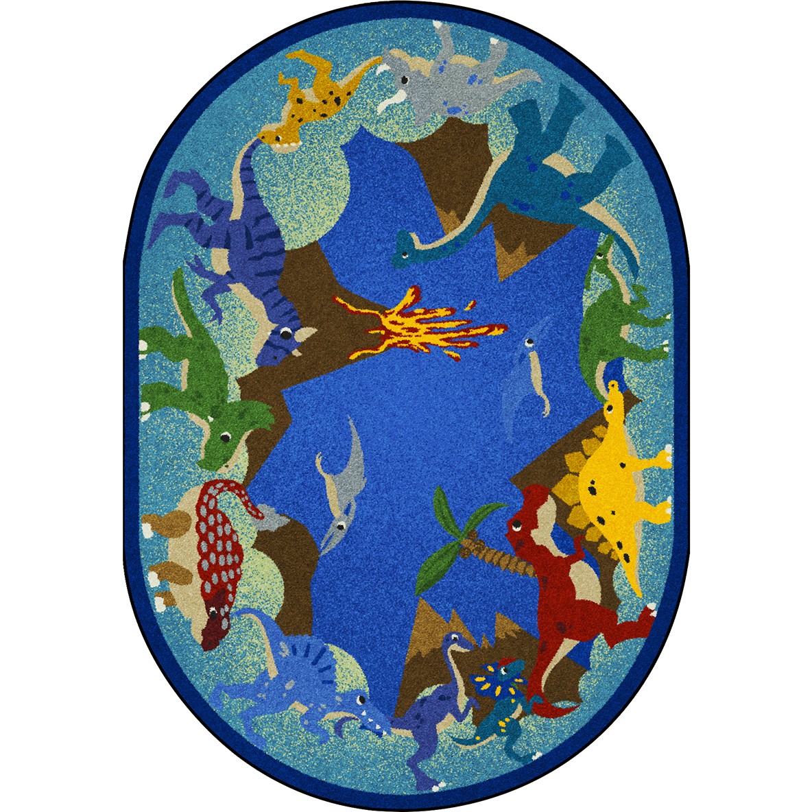 3 ft. 10 in. x 5 ft. 4 in. Dino Parade Children Oval Rug  Multi Color