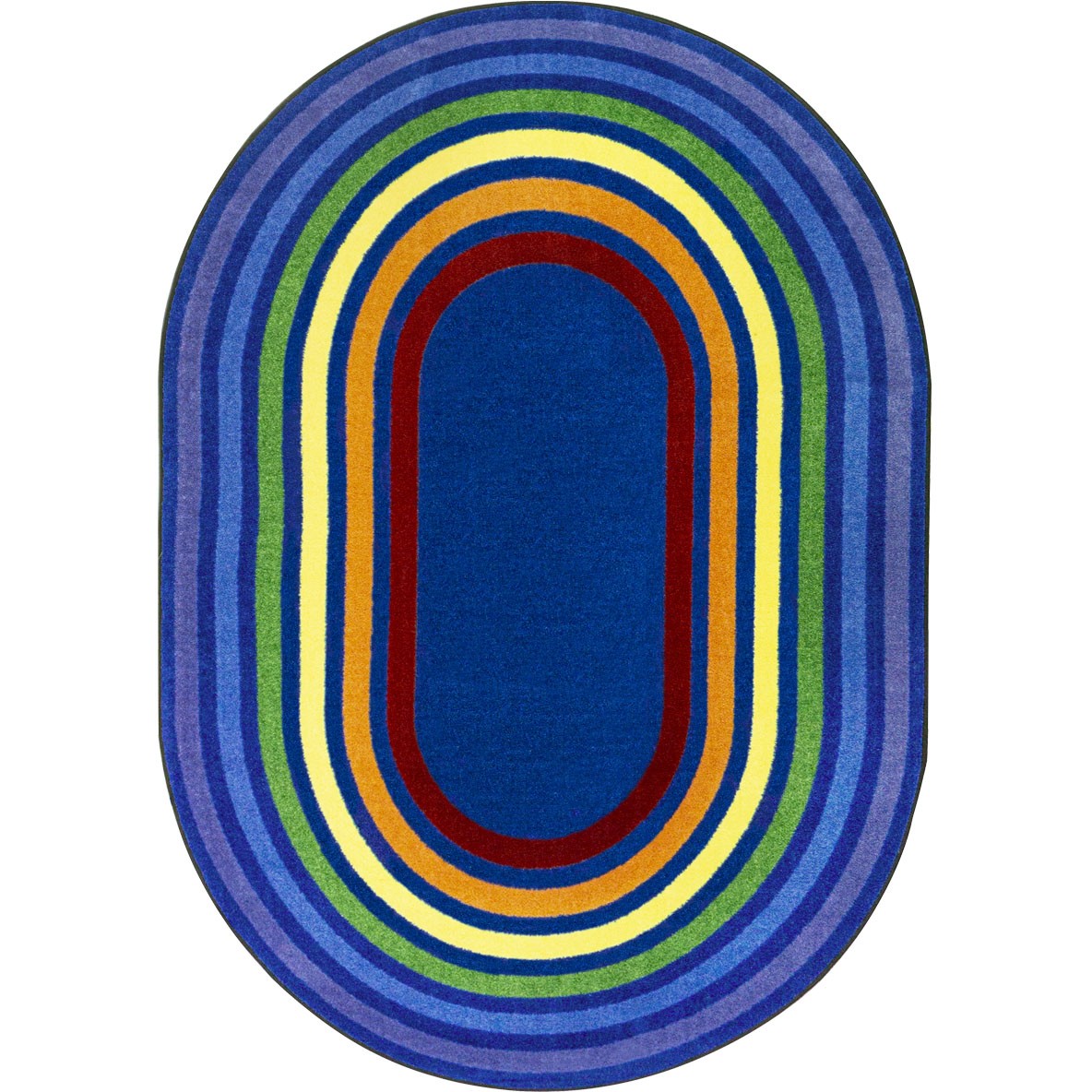 3 ft. 10 in. x 5 ft. 4 in. Rainbow Rings Children Oval Rug  Multi Color