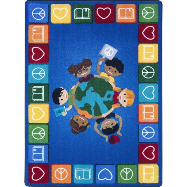Peaceful Readers Multi Educational Nylon Rectangle Area Rug - Multi Color
