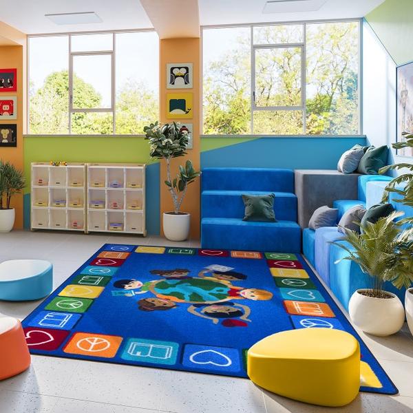 Peaceful Readers Rectangle Area Rug - Multi Color - 92 x 7 x 7 in.