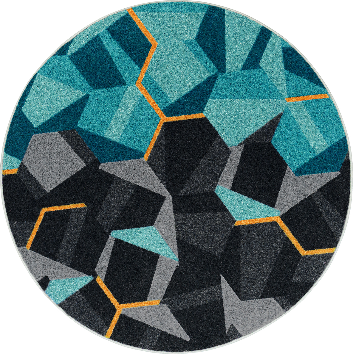 2134E-01 7 ft. 7 in. Stealth Machine Tufted Cut Pile Round Rug, Teal