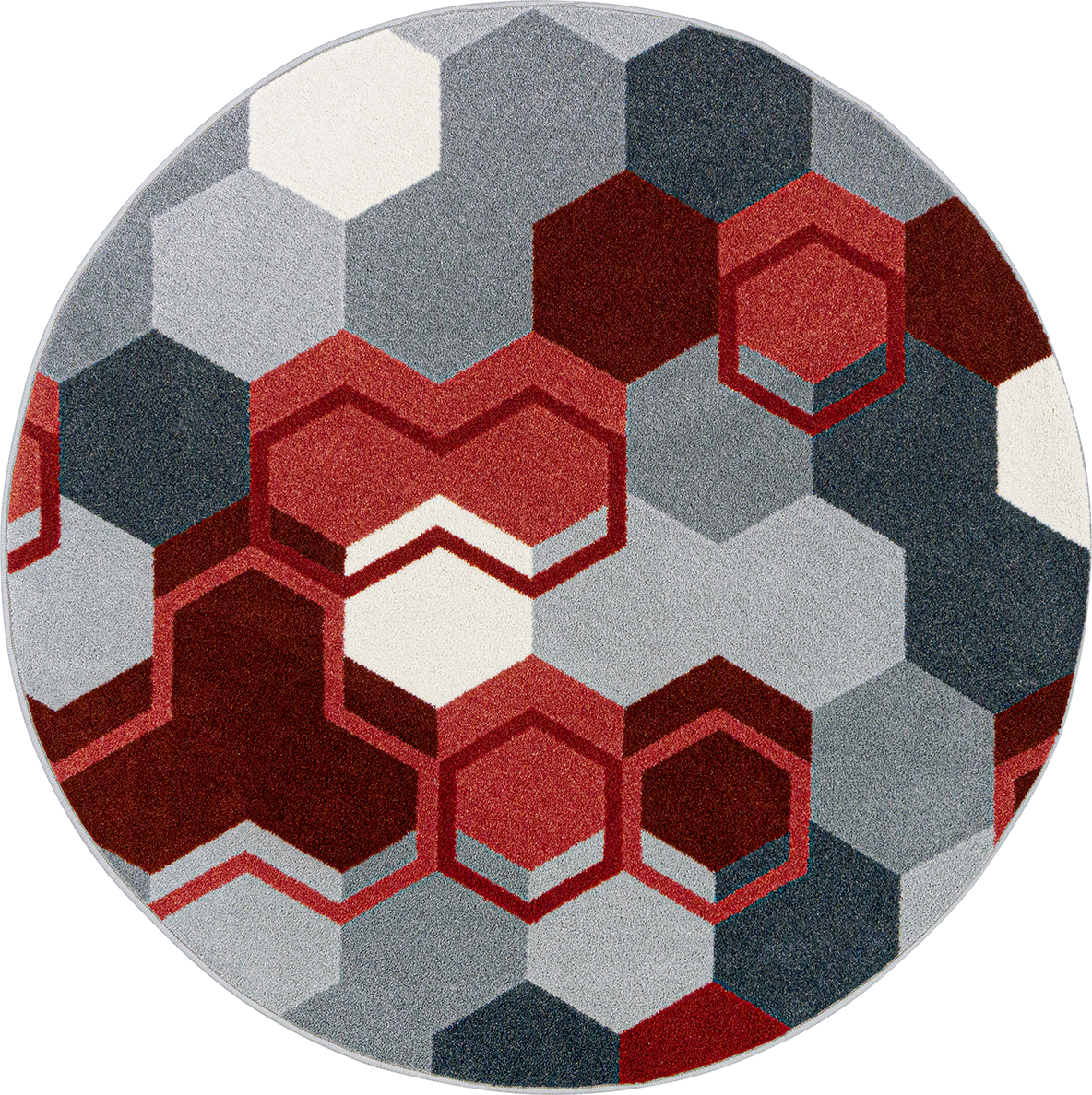 2139H-03 5 ft. 4 in. Team Up Machine Tufted Cut Pile Round Rug, Red