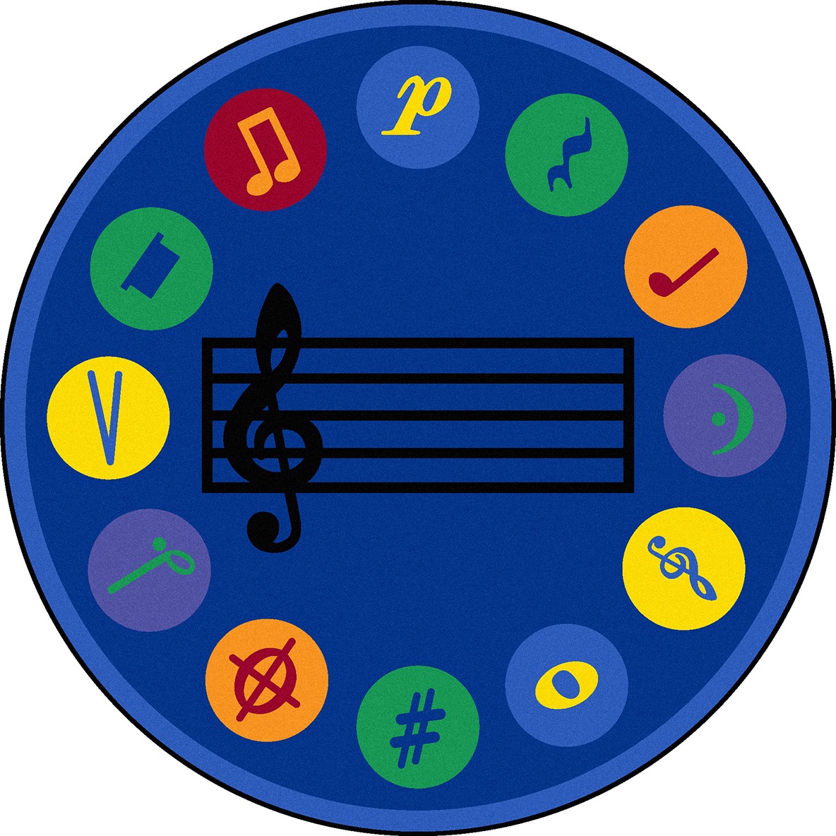 2050XLE 13 ft. 2 in. x Round Kid Essentials Take Note Indoor Area Rug - Multi Color