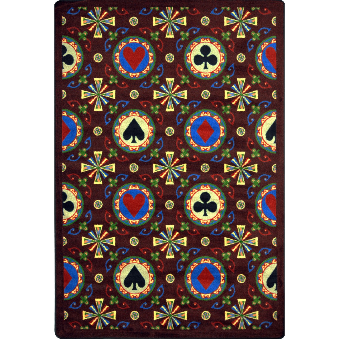 59G-03 10 ft. 9 in. x 13 ft. 2 in. Games People Play Stacked Deck Rectangle Indoor Area Rug - Burgundy