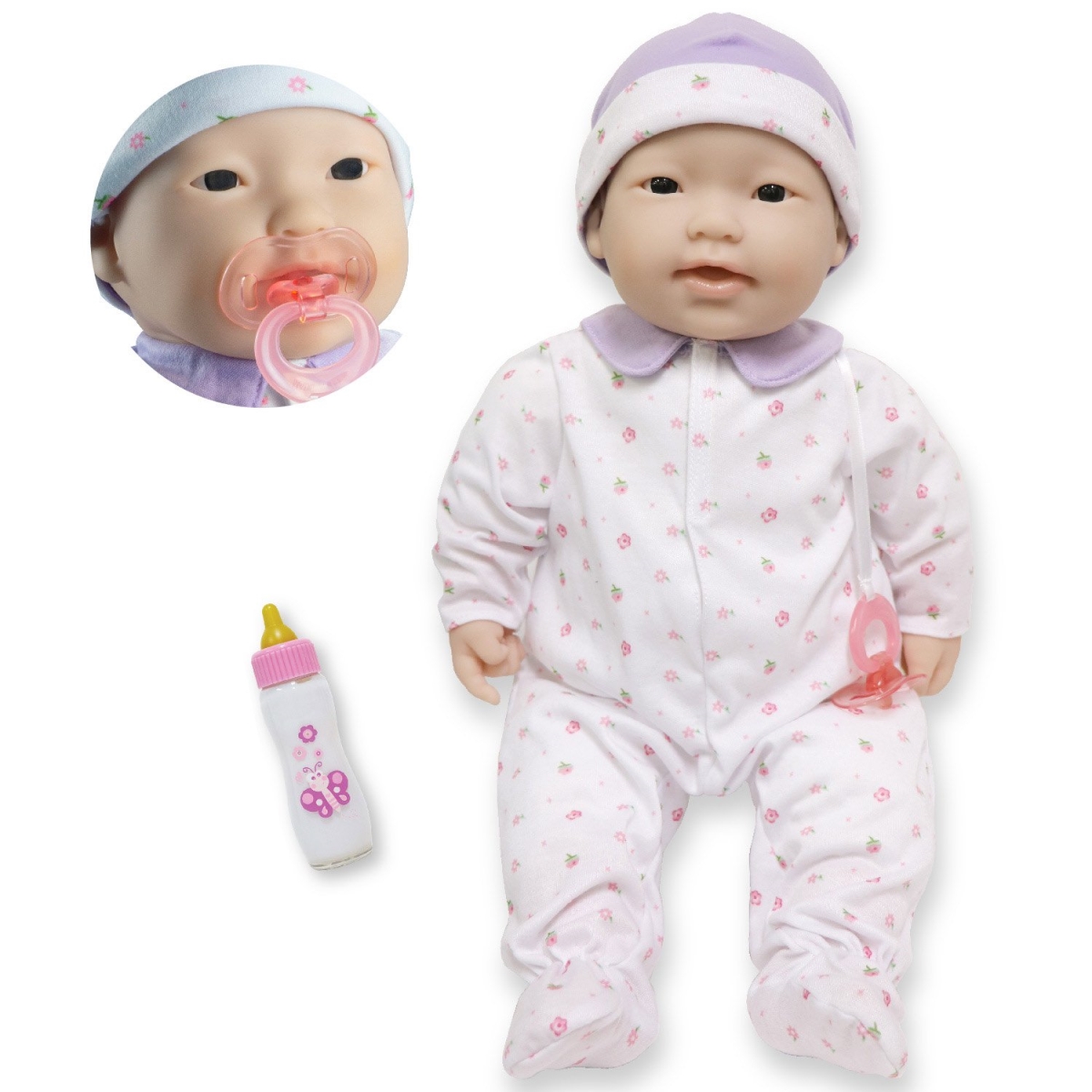 Picture of La Baby Play Doll - 20 in. Asian Soft Body Baby Doll in Baby Outfit Purple with Pacifier