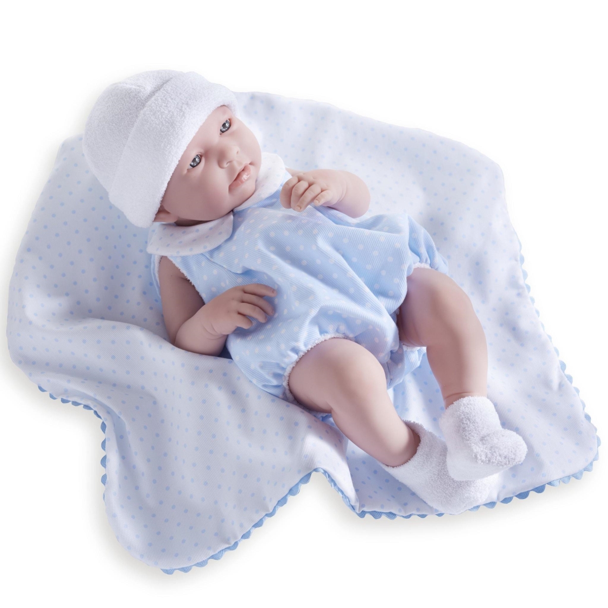 Picture of La Newborn All-Vinyl 17 in. Real Boy Baby Doll - Blue Bubble Suit &amp; Blanket