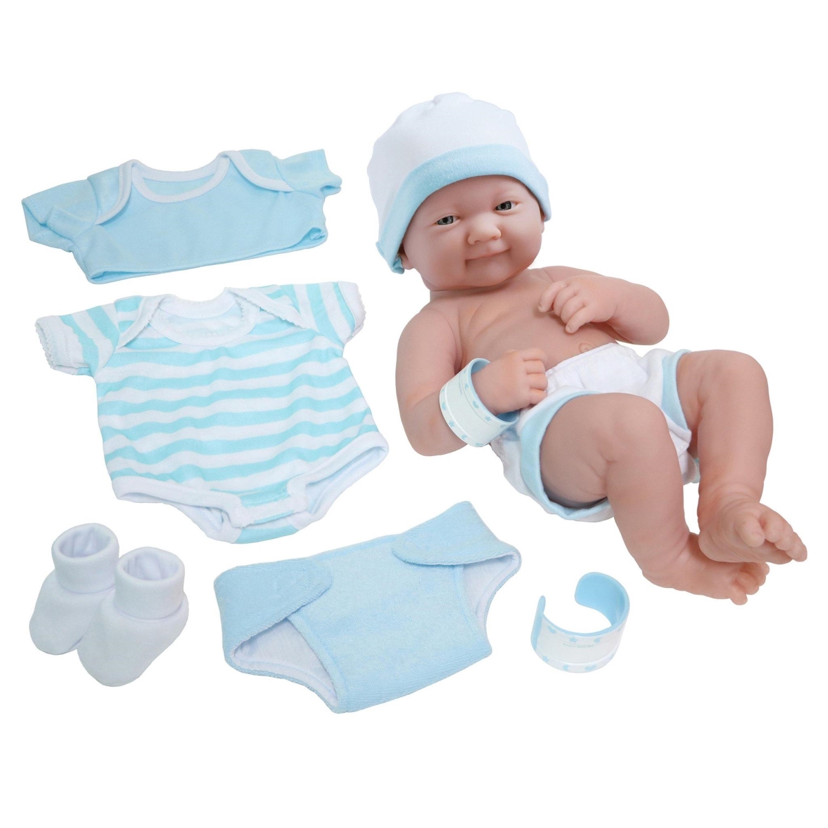 Picture of La Newborn Nursery 8 Piece Blue Layette Baby Doll Gift Set  14 in. Life-Like Smiling Doll