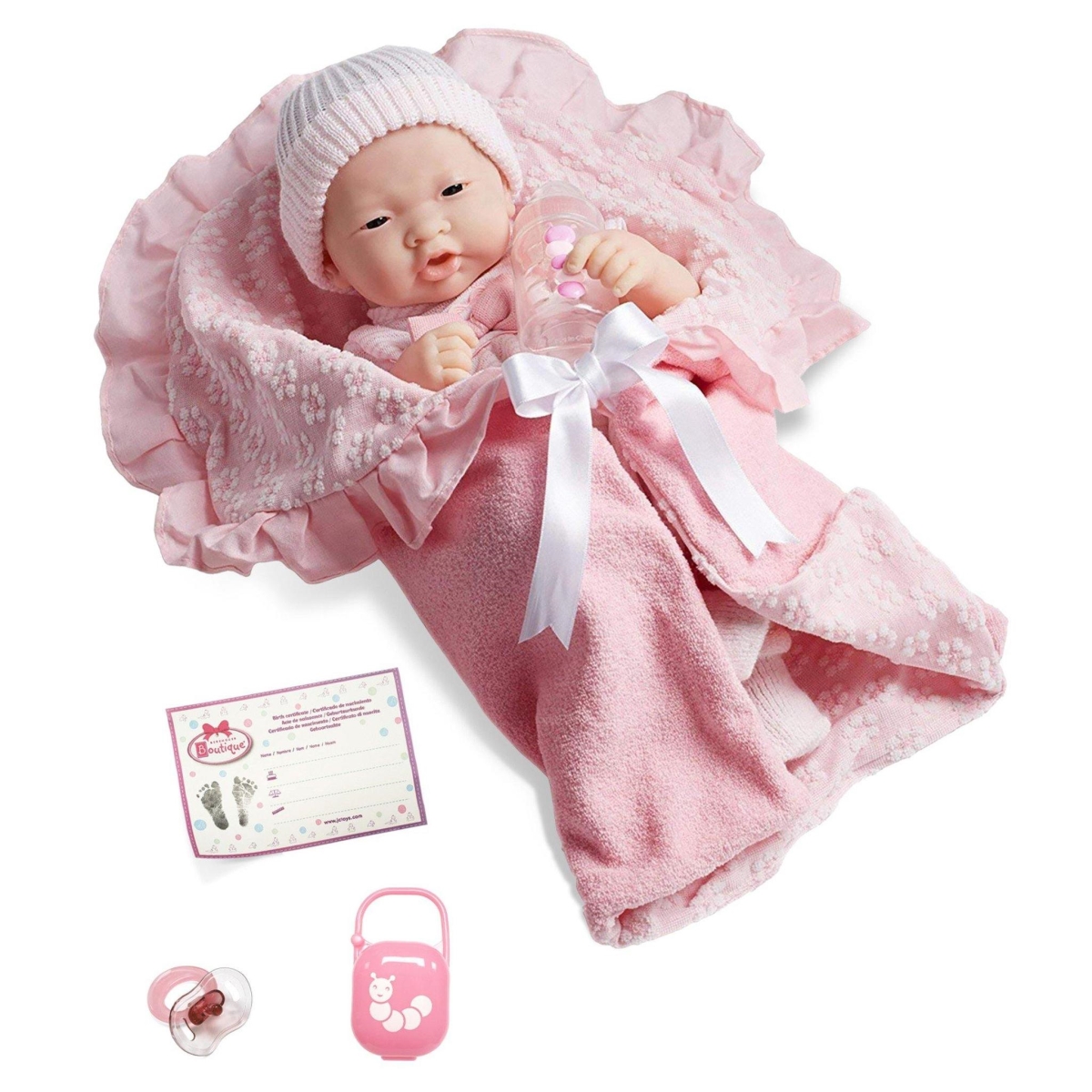 Picture of Soft Body La Newborn Asian Baby Doll 15.5 in. Deluxe Pink Layette Set