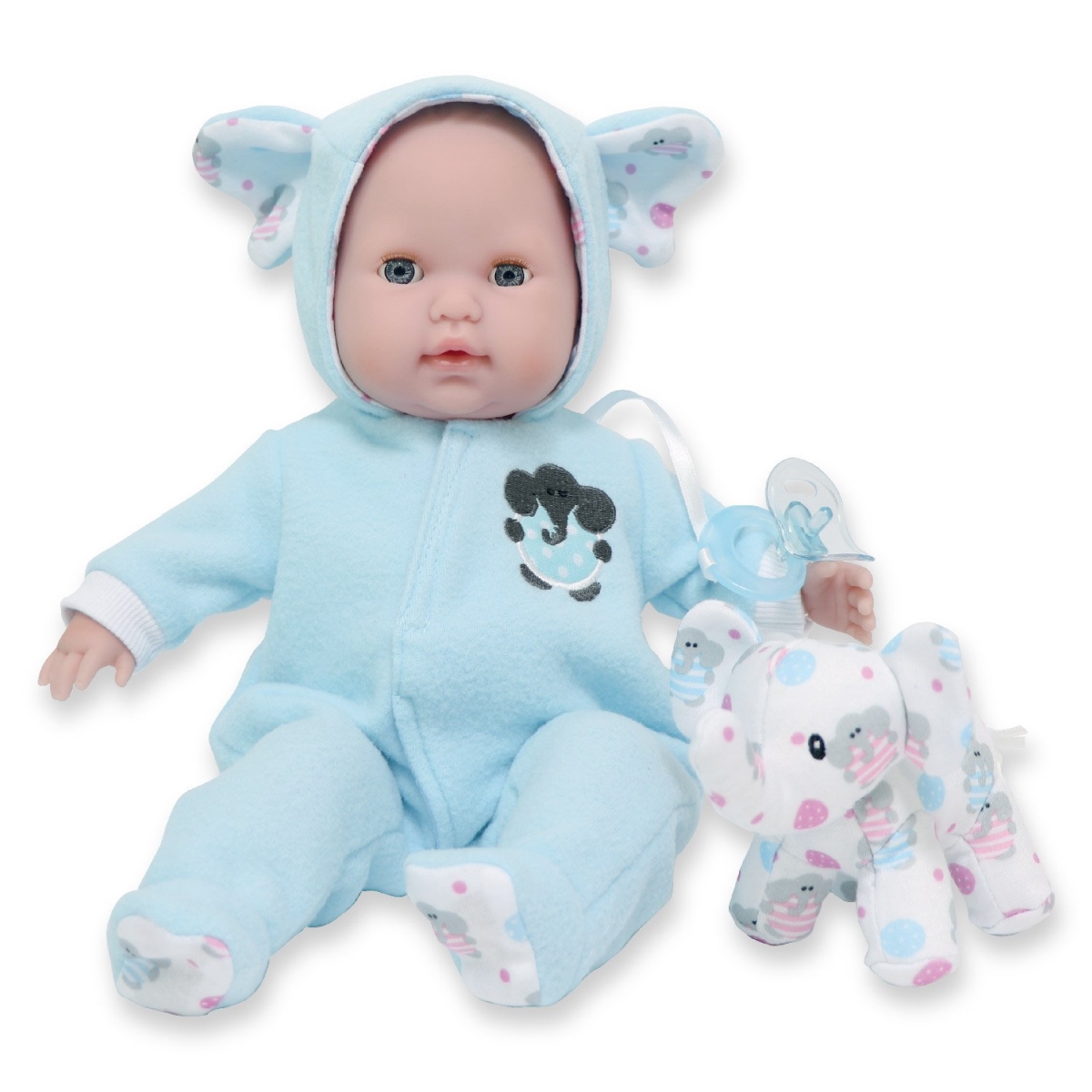 Picture of Berenguer Boutique Blue Soft Body 15 in. Baby Doll for Open &amp; Close Eyes with Play Elephant for Children 2 Plus