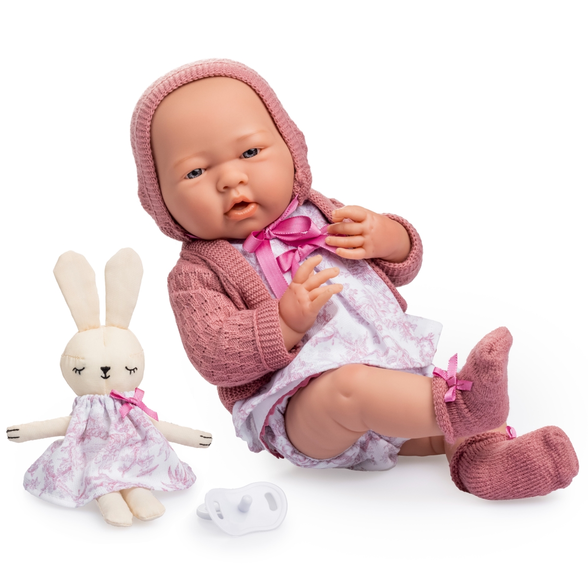 Picture of JC Toys 18067 La Newborn All-Vinyl Baby Doll Set with Accessories&#44; Royal Pink - 15 in.