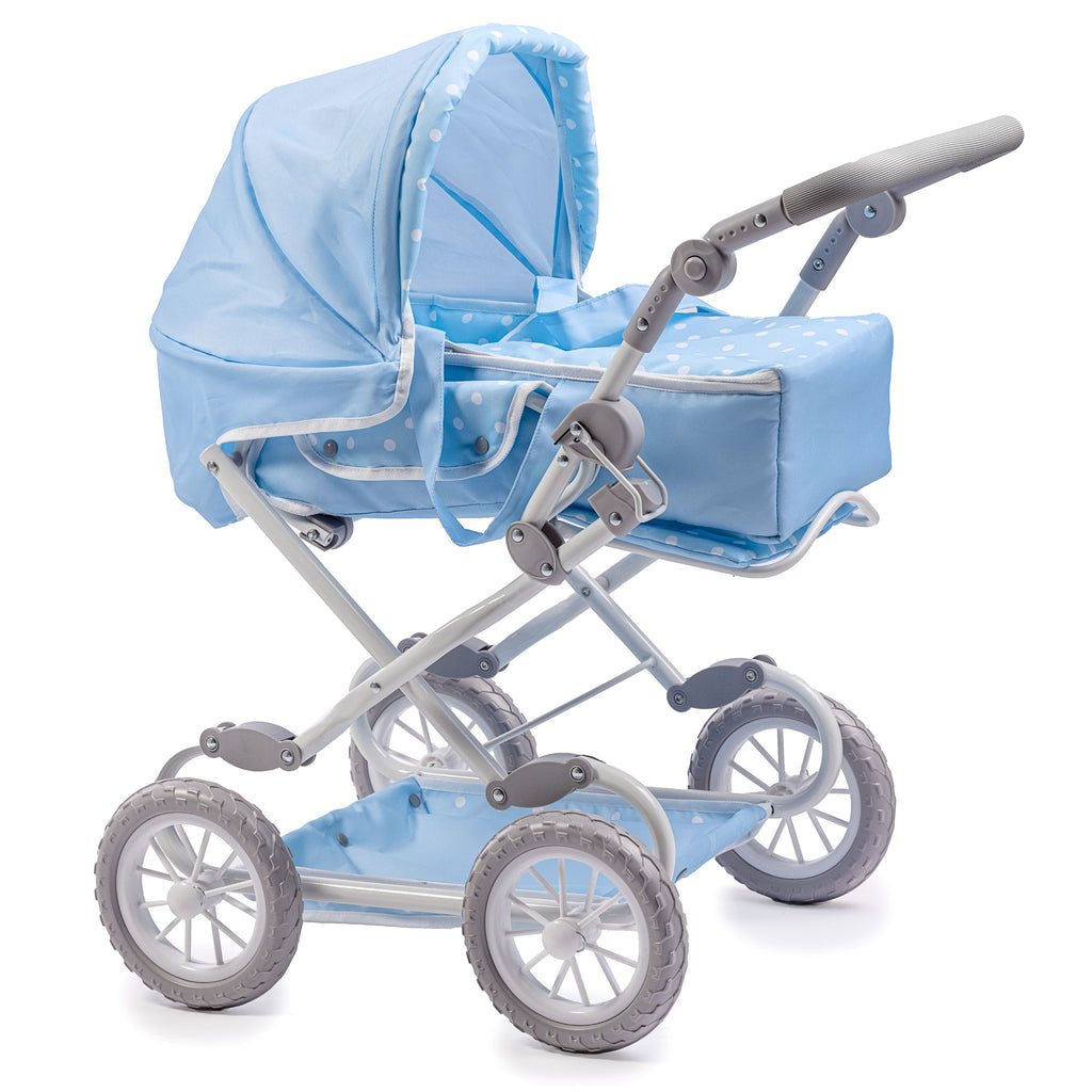 Picture of JC Toys 81487B Up to 18 in. Berenguer Boutique Deluxe Foldable Stroller with Canopy & Removable Carry Basket&#44; Blue