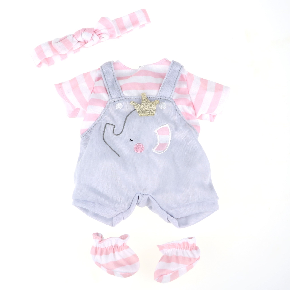 Picture of Berenguer Boutique CLO30040A Baby Doll Outfit Shorts&#44; Gray & Pink