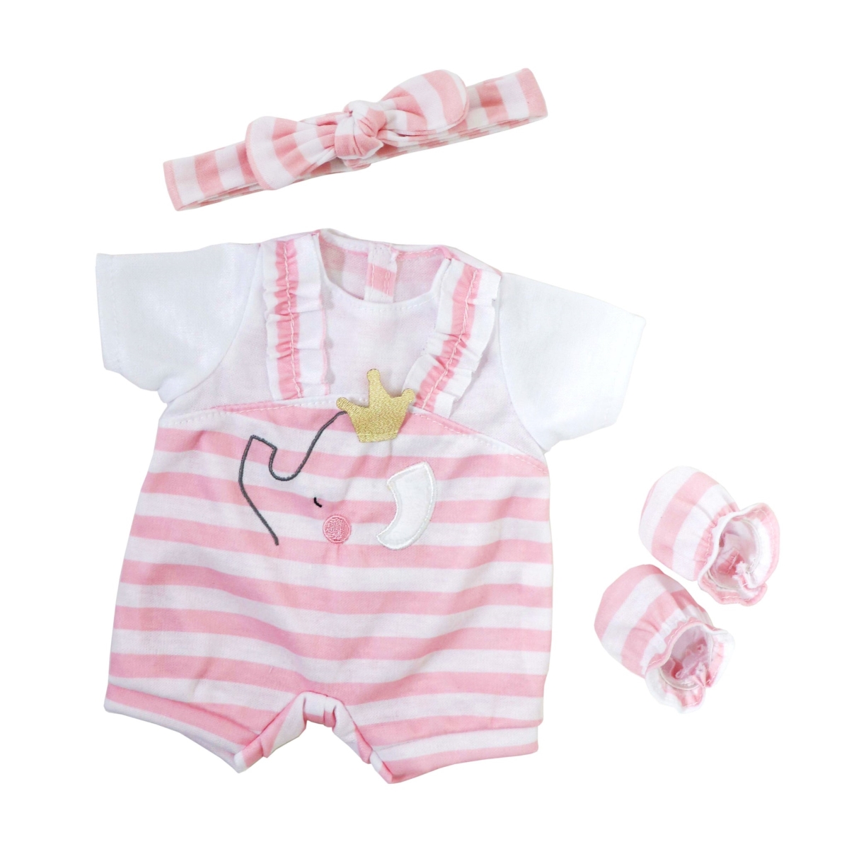 Picture of Berenguer Boutique CLO30040C Baby Doll Outfit Shorts&#44; Pink & White