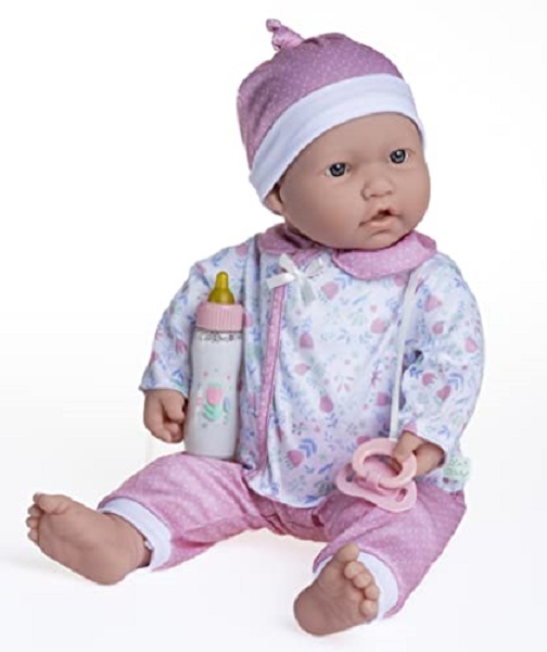 Picture of JC Toys Group 15345 20 in. La Baby Soft Body Baby Doll Outfit with Pacifier & Magic Bottle&#44; White & Pink - 2 Piece