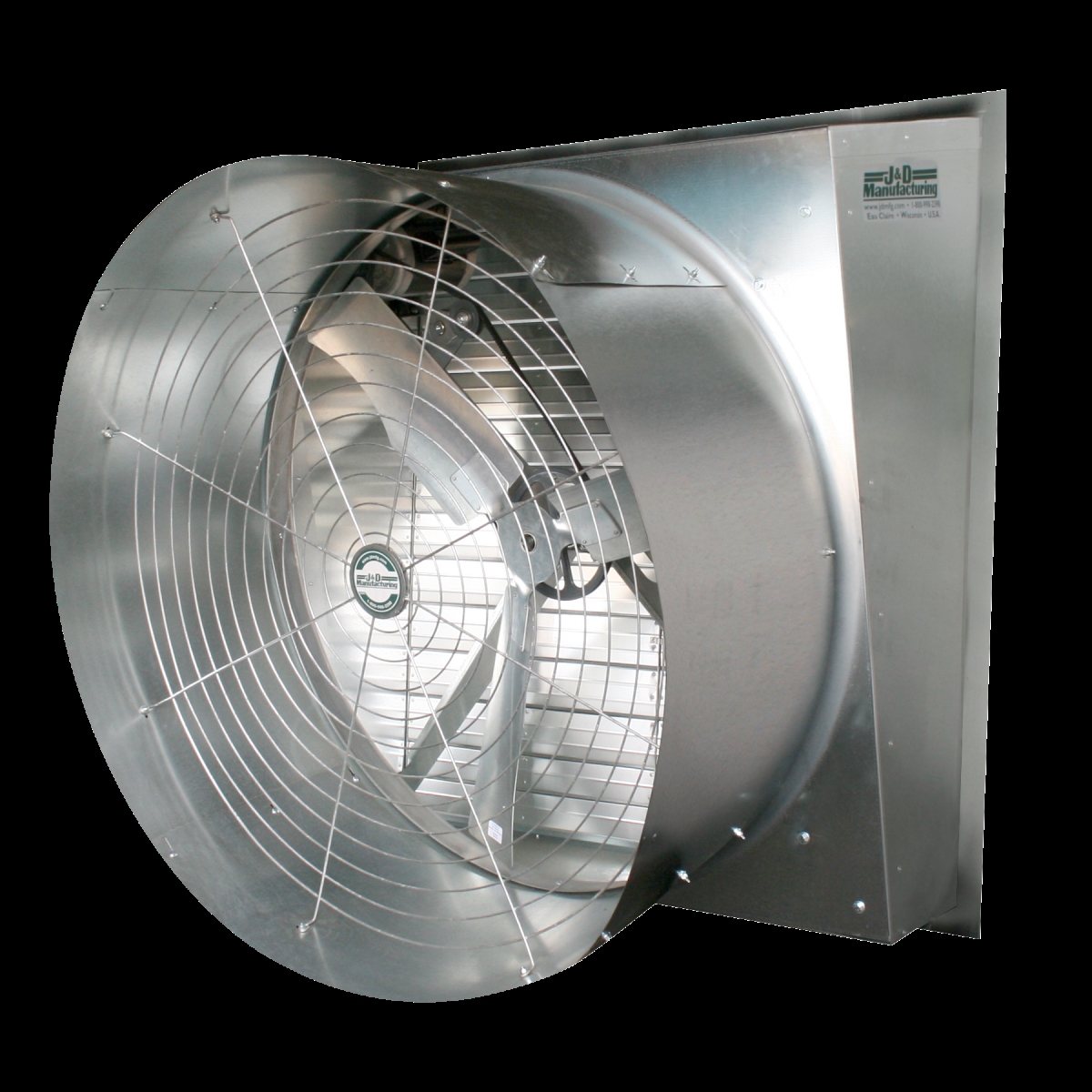 Picture of J&D Manufacturing VNS36D 36 in. Typhoon Exhaust Fan - Direct Drive - Single Phase - 0.5 HP - 115-230V - 3 Galvanized Steel Blades - No Cone