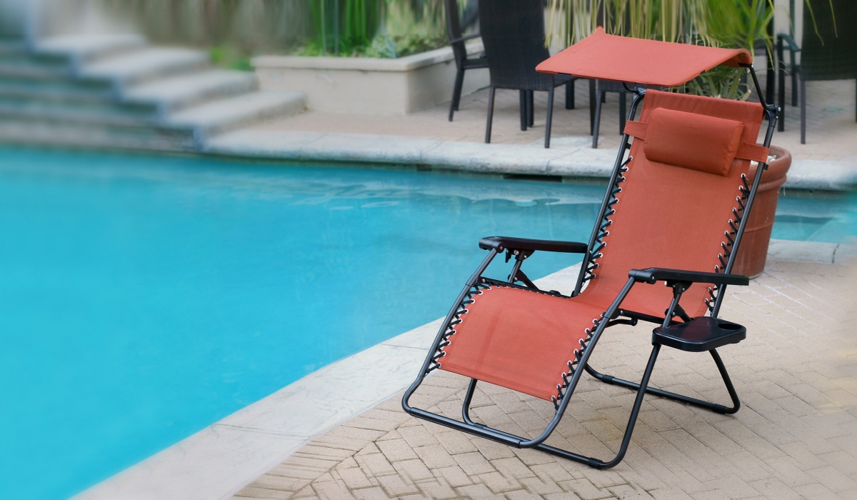Oversized Olefin Zero Gravity Chair with Sunshade & Drink Tray, Terra Cotta