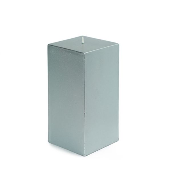 3 x 6 in. Square Pillar Candle, Metallic Silver