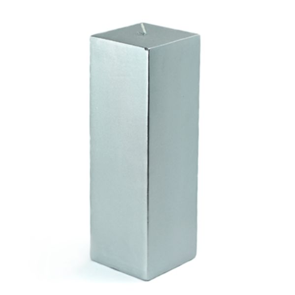 3 x 9 in. Square Pillar Candle, Metallic Silver