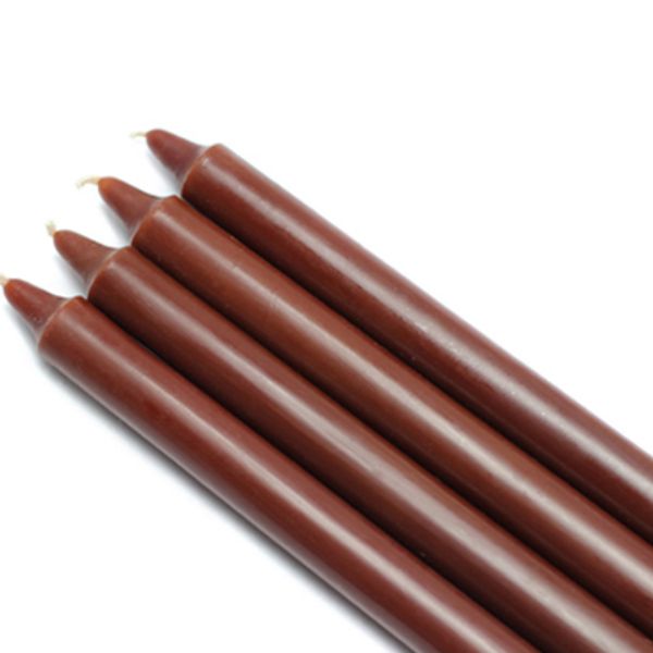 10 in. Straight Taper Candles, Brown - 12 Piece