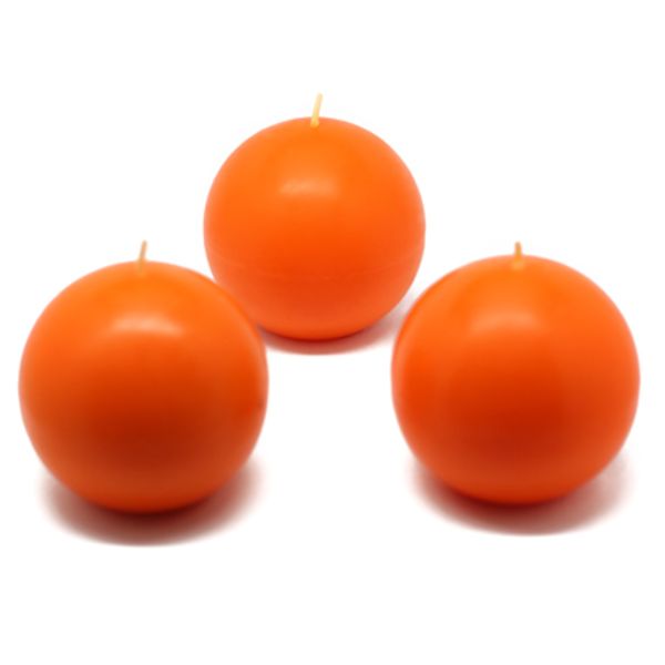 Jeco CBZ-018 3 in. Ball Candles; Orange - 6 Piece per Box