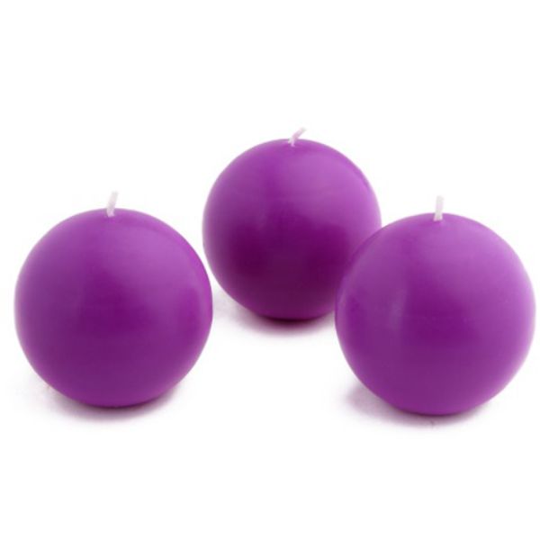 3 in. Ball Candles, Purple - 6 Piece per Box