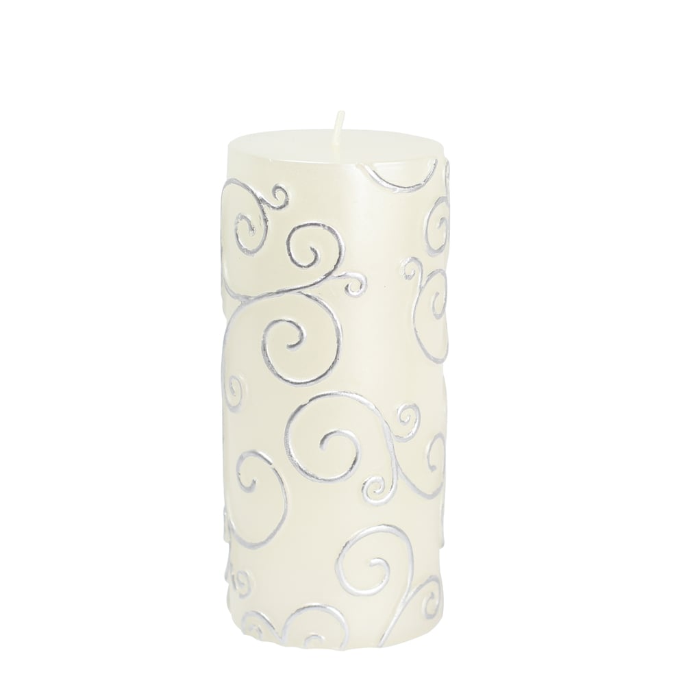 CPZ-069-12 3 x 6 in. Scroll Pillar Candle, White - 12 Piece