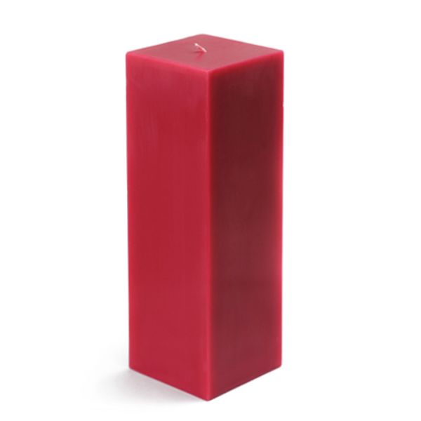 CPZ-153-12-0 3 x 9 in. Square Pillar Candle, Red - 12 Piece