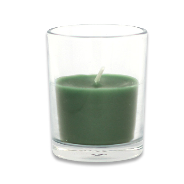 Round Glass Votive Candles, Hunter Green - 12 Piece per Box