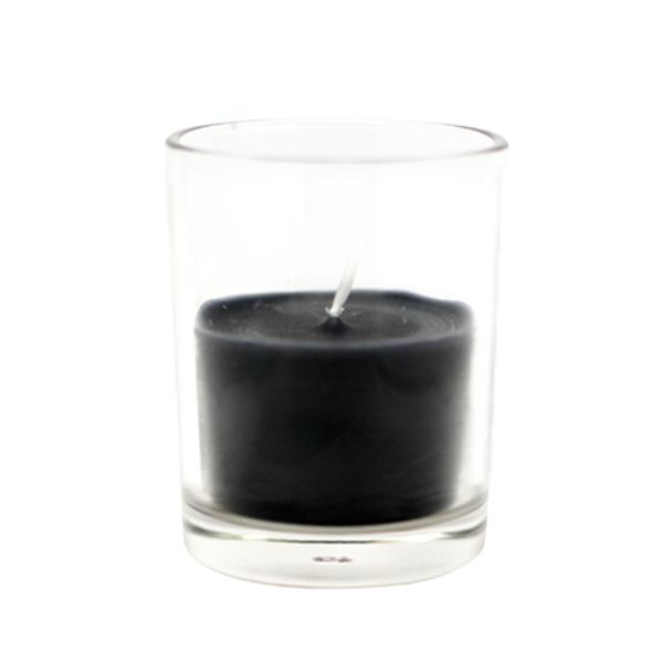 Round Glass Votive Candles, Black - 12 Piece per Box