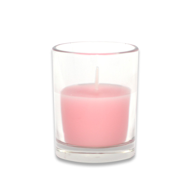 Round Glass Votive Candles, Light Rose - 12 Piece per Box