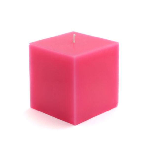3 x 3 in. Square Pillar Candles, Hot Pink