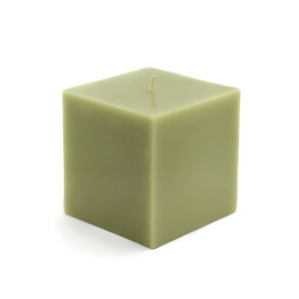 3 x 3 in. Sage Square Pillar Candles, Green