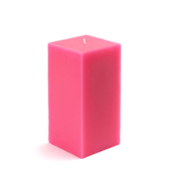 3 x 6 in. Square Pillar Candle, Hot Pink