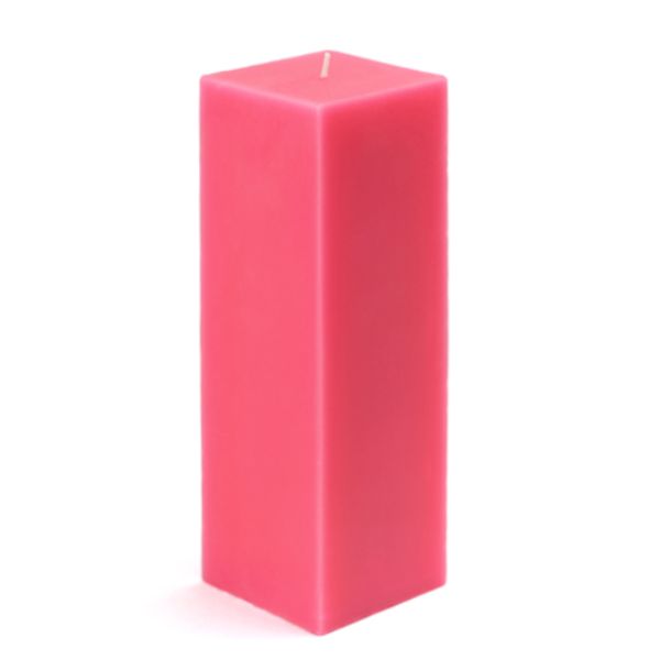 3 x 9 in. Square Pillar Candle, Hot Pink