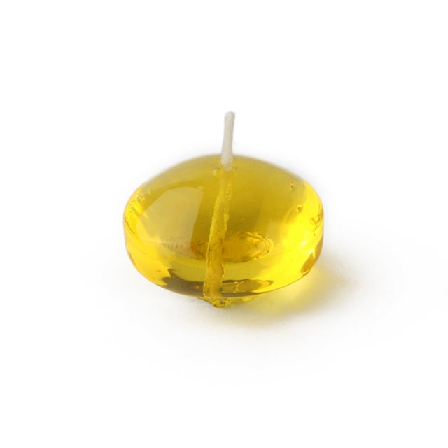 1.75 in. Clear Gel Floating Candles, Yellow - 12 Piece per Box
