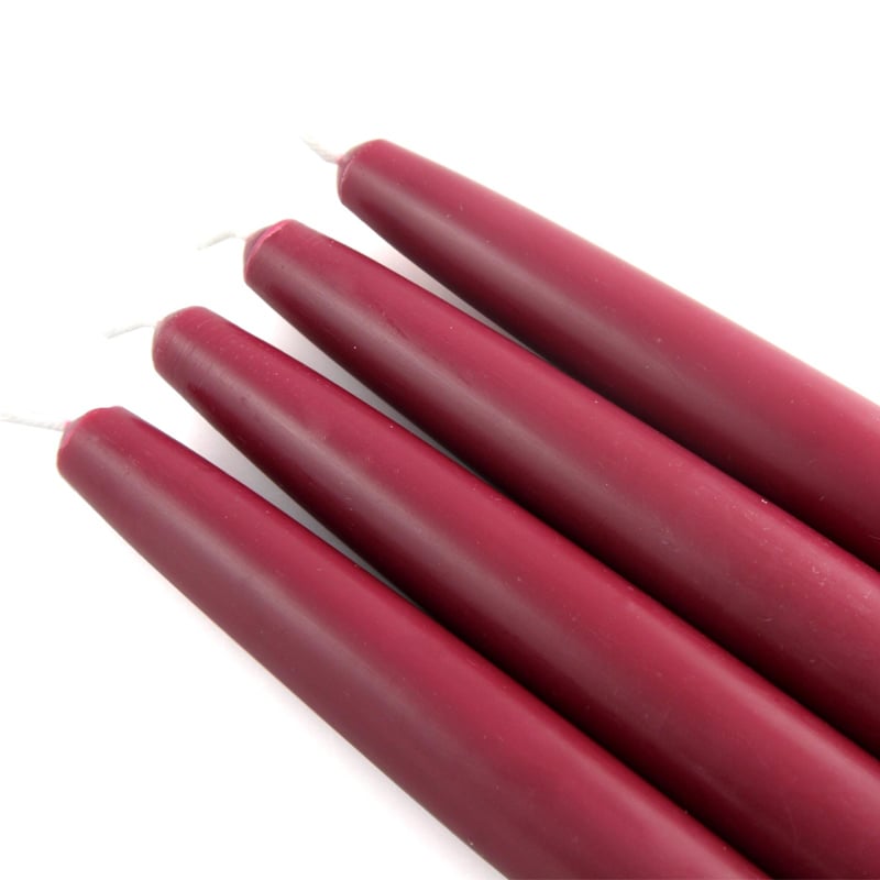 12 in. Taper Candles, Burgundy - 12 Piece
