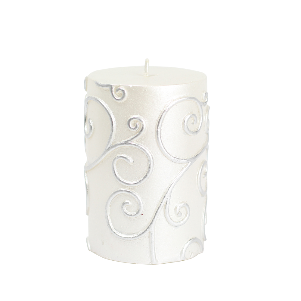 CPZ-067-12 3 x 4 in. Scroll Pillar Candle, White - 12 Piece